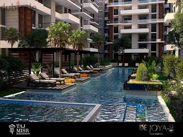Corner apartment, 120 m, fully finished, with a view over the swimming pool, “in De Joya, Sheikh Zayed,” next to Sodic, in installments over 10 years 10