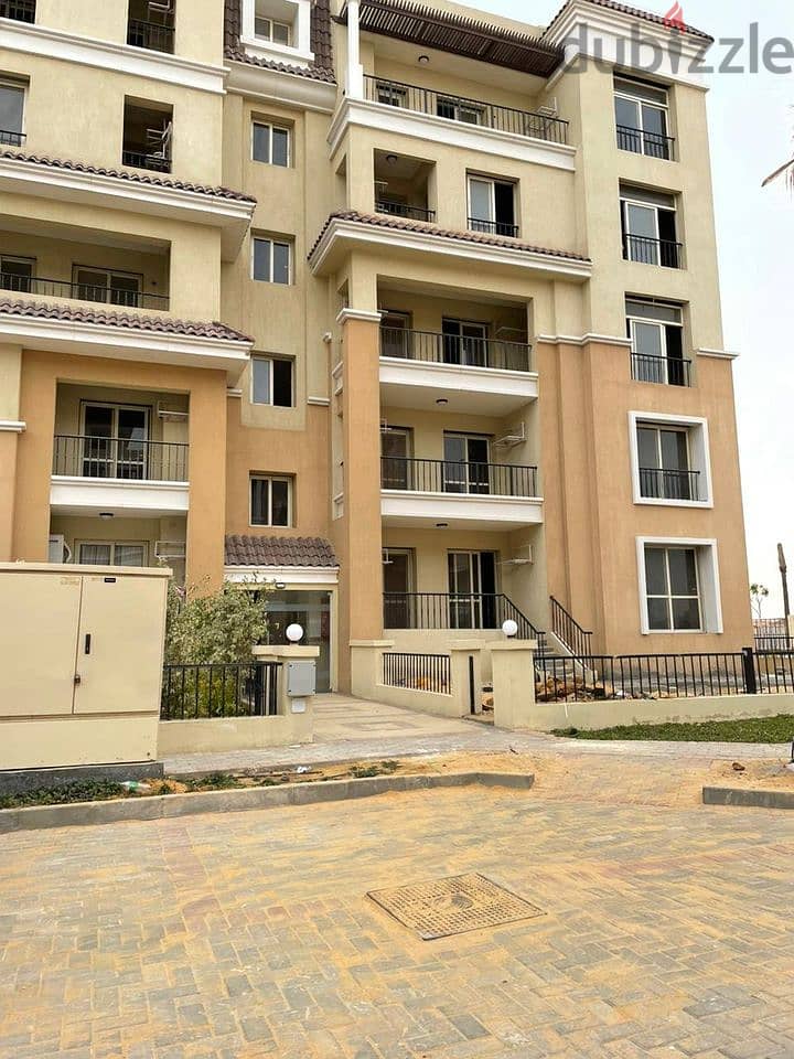 For sale, ground and first duplex with garden (128 m) in New Cairo, next to madinty , Compound Sarai 8
