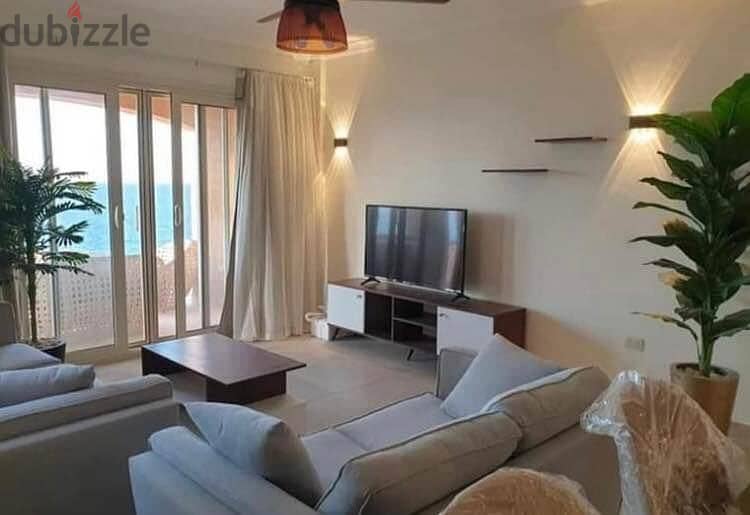 Chalet for sale, 2 Bdr, wonderful view, in Telal Ain Sokhna village, next to Porto, super luxurious finishing, in installments 1