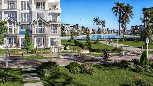 Apartment 230 meters for sale, Corner View Lagoon, in Aliva Mountain View Compound, Mostaqbal City, next to Madinaty, in installments 23
