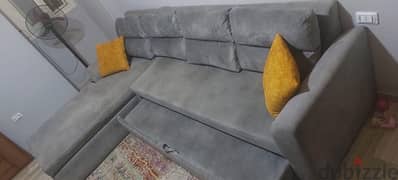 L shape sofa ركنه بتتفتح سرير وسحاره 0