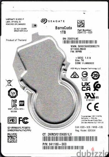 HDD 2.5" Seagate 1TB  هارد لاب توب بحالة ممتازة