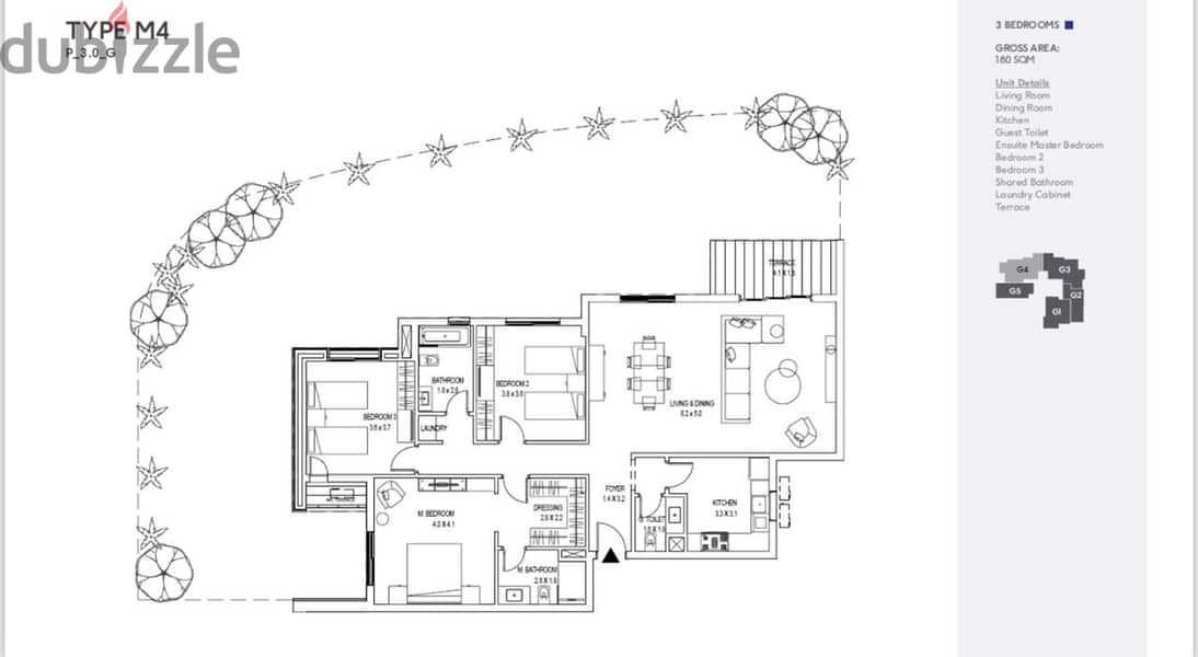 Compound District 5 (marakez)    •Apartment for sale   •    •Bua: 180 m²+ 130 m Garden    Unit Demonstration  Bedrooms: 3  Bathrooms: 3 1