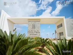 For sale, a chalet overlooking the sea, next to a fully finished hotel, in the village of Seashore Hyde Park, North Coast, on the Alexandria - Marsa M