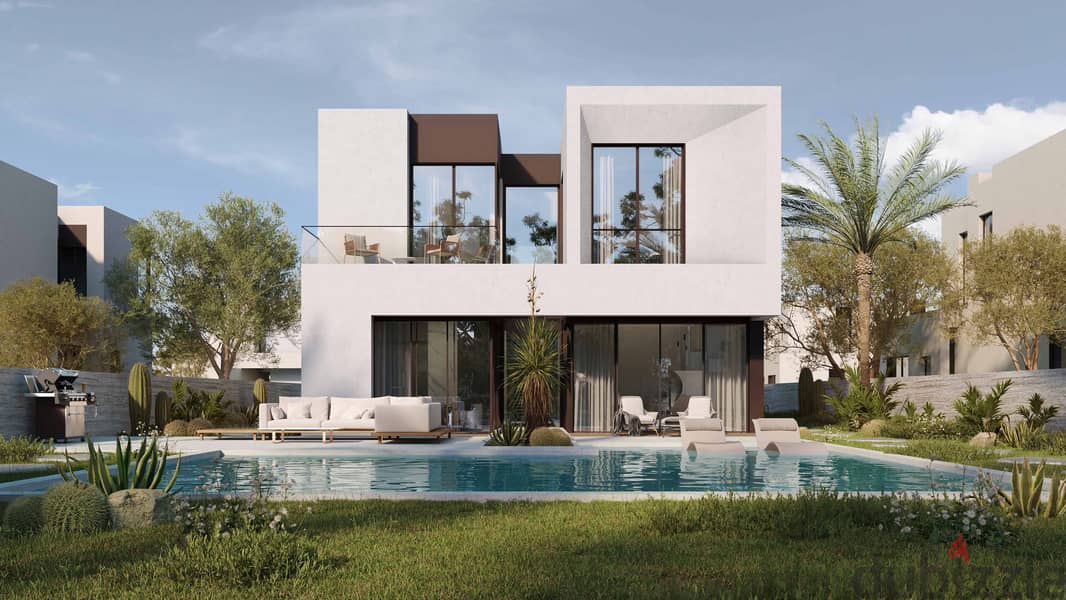 8-year installment plan for a 210 sqm fully finished townhouse with a garden in the heart of New Zayed near Sphinx Airport and overlooking Gezira Club 5