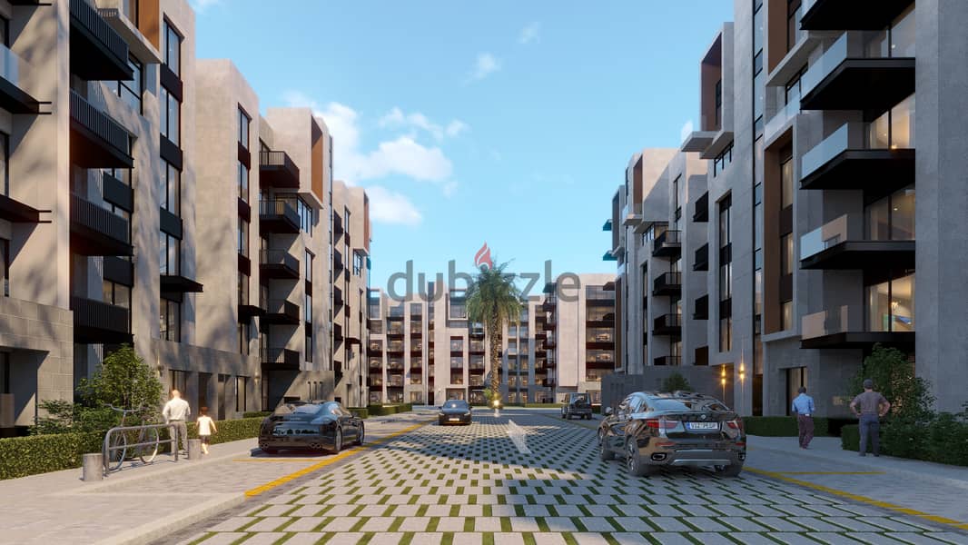 Own a 125-square-meter apartment in Orla Compound, located directly on the Suez Road with North 90 4