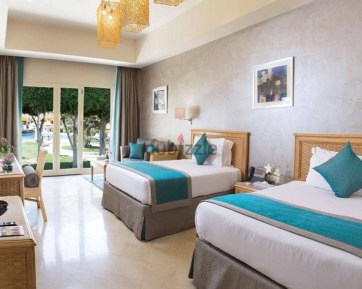 A fully furnished hotel room, in partnership with the Concorde El Salam Hotel, with a 10% down payment and payment facilities, with an annual profit o 3