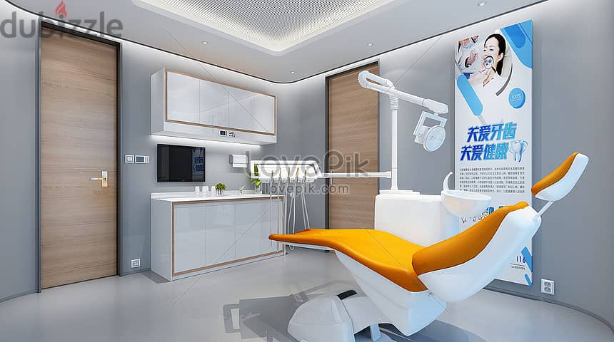 A 44-meter dental clinic in the heart of the Fifth Settlement serving more than 12 compounds with more than 10,000 residential units in installments a 2