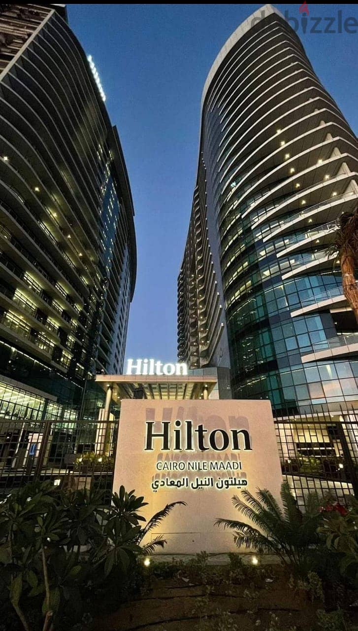 Hotel apartment for sale under the management of the Hilton Hotel on the Nile, directly on Maadi Corniche, in installments 1