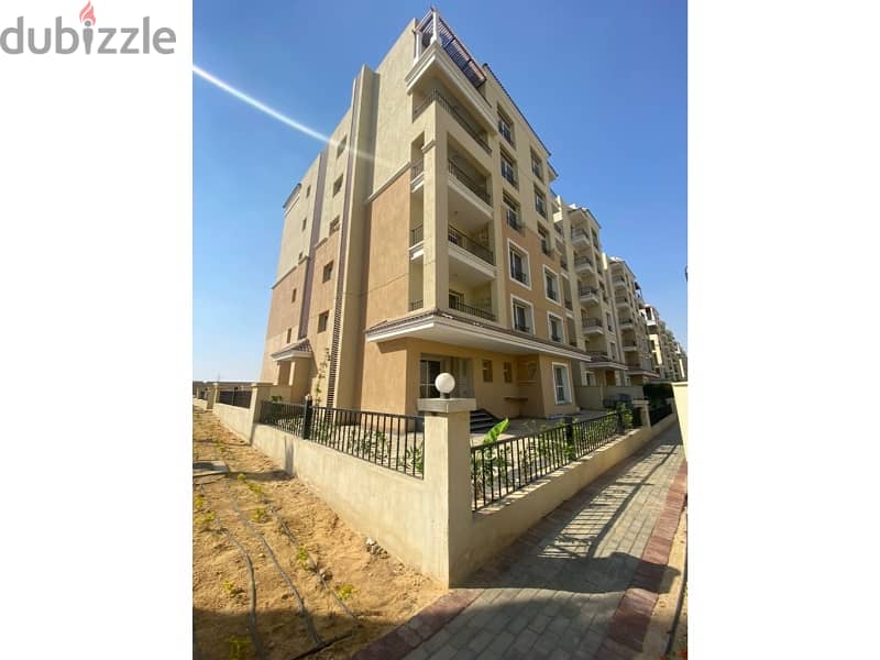 Apartment with a prime garden, 163 sqm, ready to move in sarai compound Mostakbal City 7