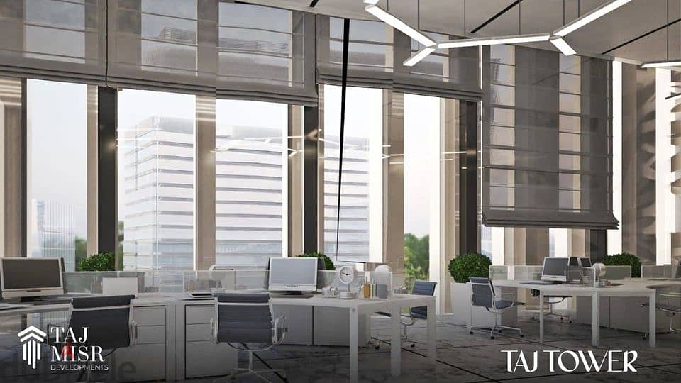 An administrative office in the view of the iconic tower in the Administrative Capital, with a down payment of 490 thousand 6