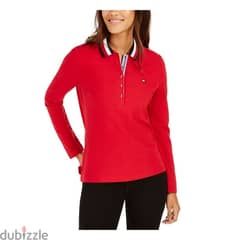 TOMMY HILFIGER Womens New Red Color Block Long Sleeve T-Shirt Top 0
