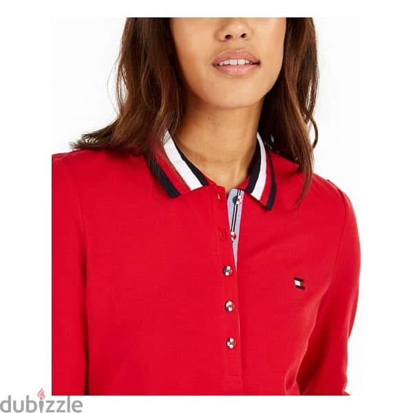 TOMMY HILFIGER Womens New Red Color Block Long Sleeve T-Shirt Top 2