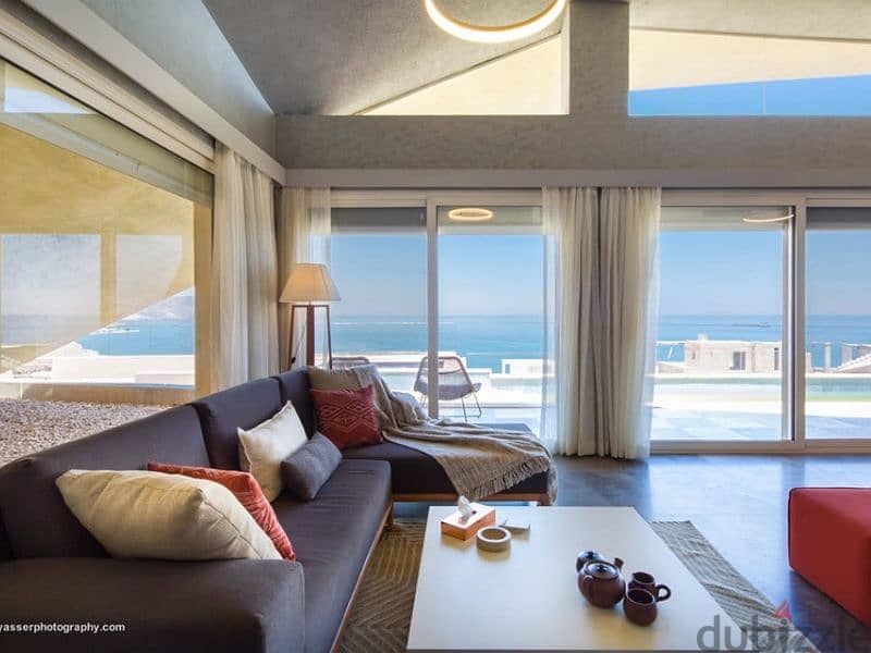 Service apartment for sale [ fully furnished with appliances ] + private garden with a distinctive sea view in Ain Sukhna. 4