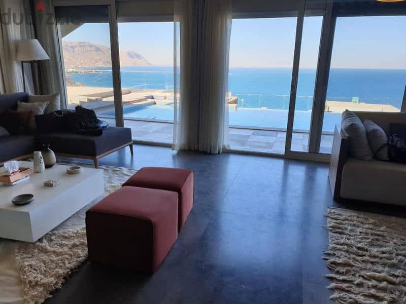 Service apartment for sale [ fully furnished with appliances ] + private garden with a distinctive sea view in Ain Sukhna. 9