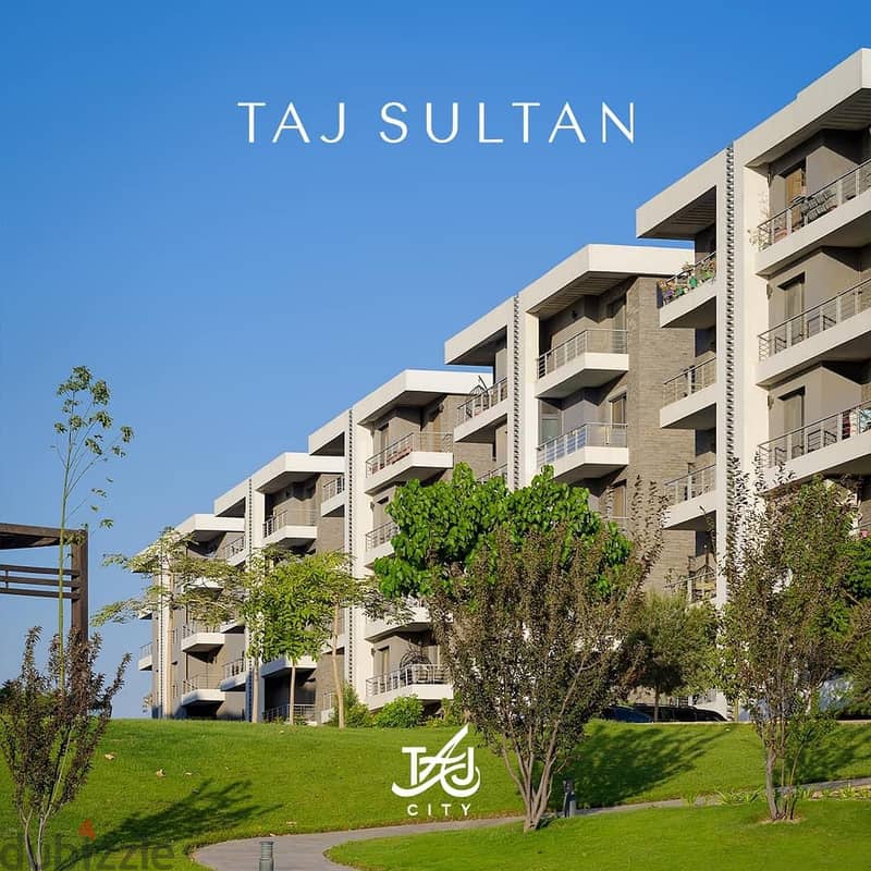 An apartment with a private garden in Taj City Compound, a distinctive location, with a 10% down payment over 8 years, an area of 130 m, a garden 45 3