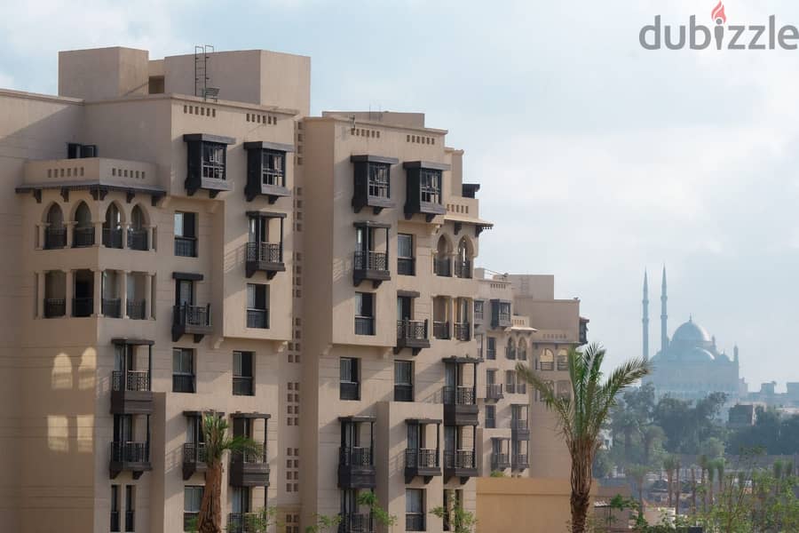 166 sqm apartment with immediate receipt in the heart of downtown Cairo, in front of Salah Salem Road, fully finished, New Fustat Compound, Arabesque 10
