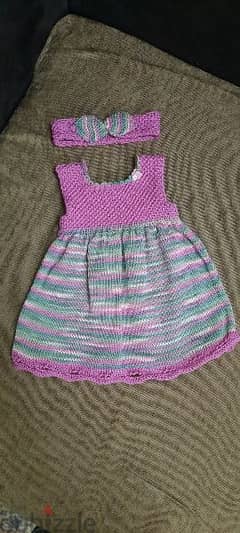 فستان تريكو هاند ميد قطن صيفى للاطفال