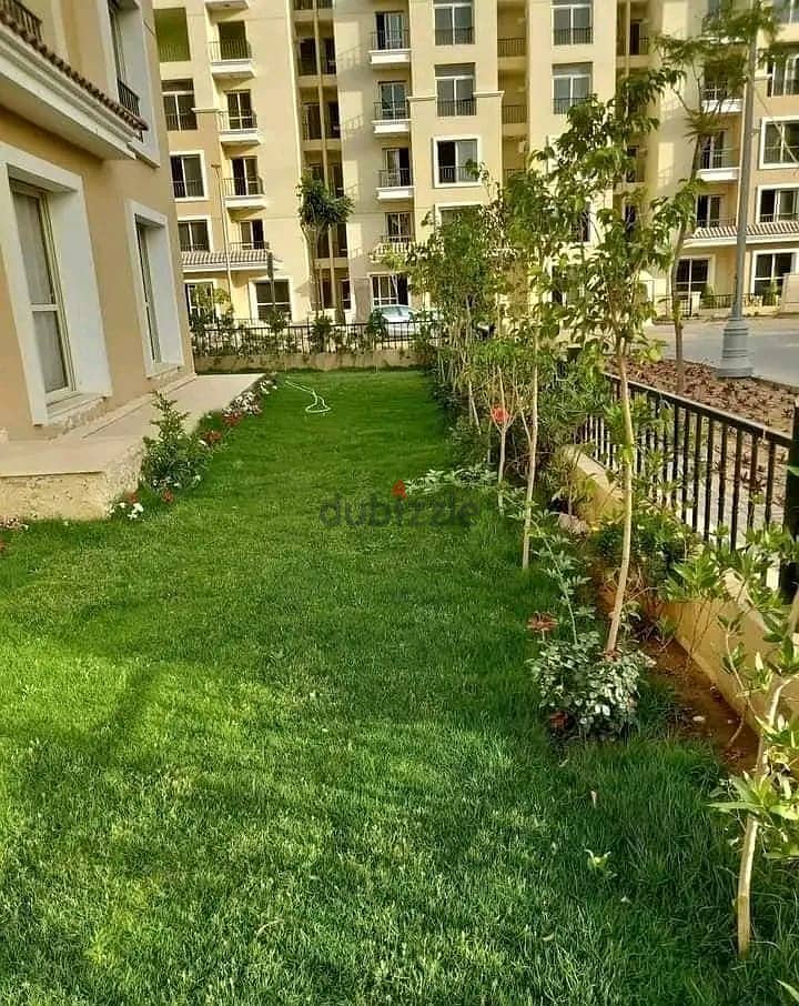 For sale, 131 sqm apartment + 165 sqm garden (on the landscape) in front of Madinaty in Sarai New Cairo 2