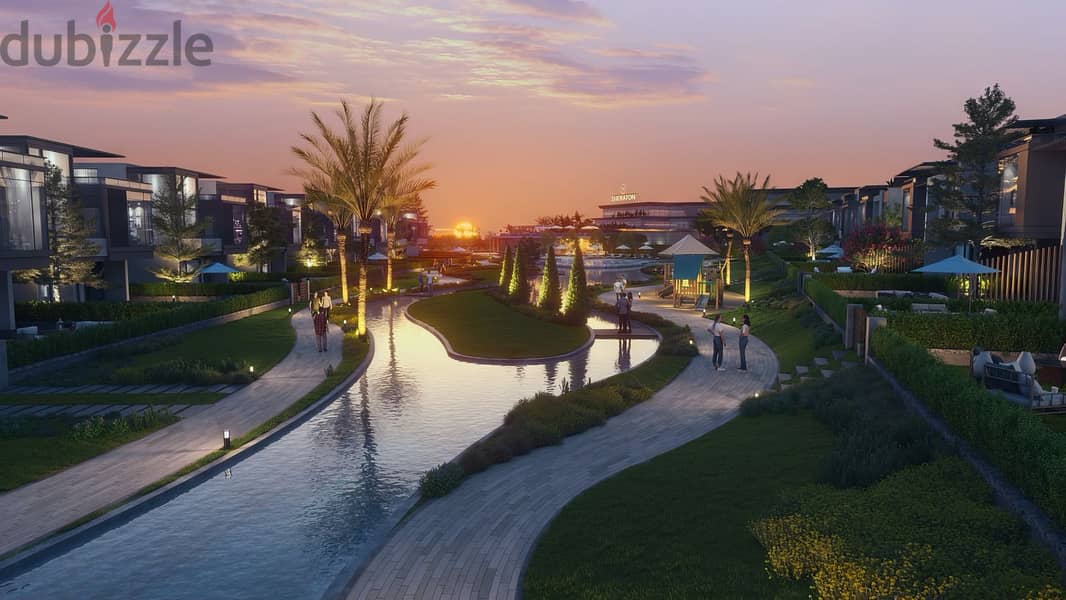 Live a quiet life and own a 362 sqm townhouse in New Cairo, in the Sheraton Mostakbal City Compound, a fantastic location, SHERATON RESIDENCE, with a 6