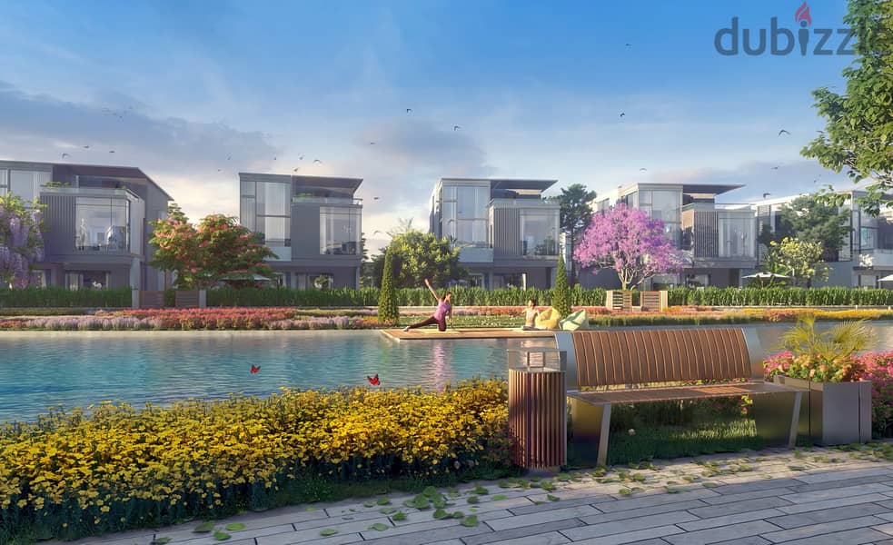 Live a quiet life and own a 362 sqm townhouse in New Cairo, in the Sheraton Mostakbal City Compound, a fantastic location, SHERATON RESIDENCE, with a 8