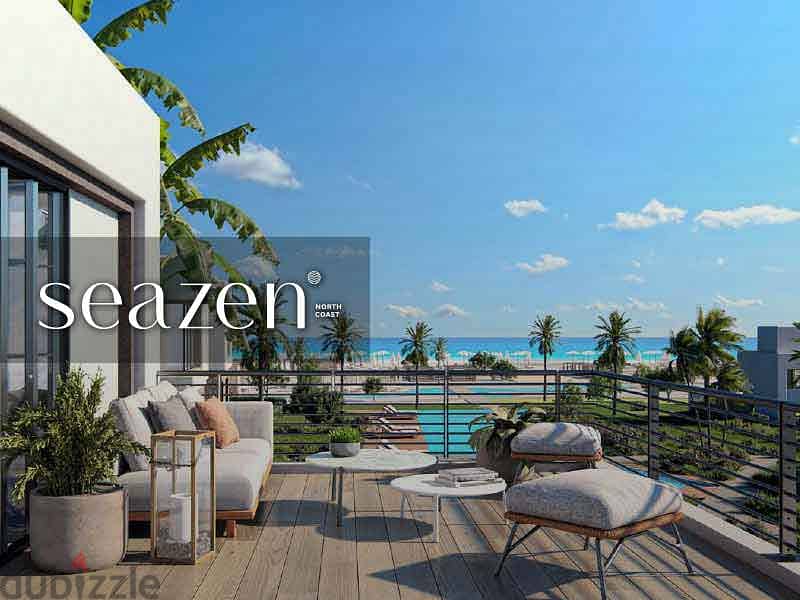 First row chalet on the lagoon, 110 m, with garden, for sale in SeaZen Ras El Hekma, North Coast, with a 10% down payment and installments over 8 year 11