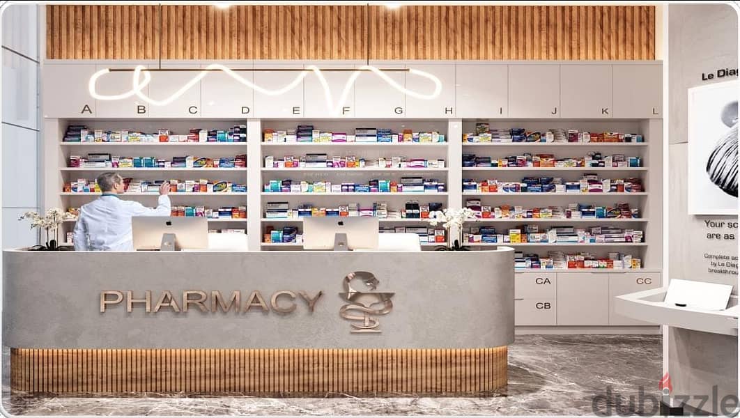 A pharmacy for sale with the lowest down payment and interest-free installments for 7 years, serving the largest population density in Pamez Mall in t 8
