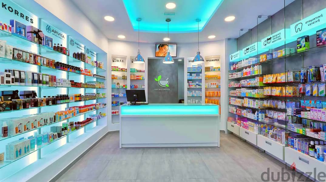 A pharmacy for sale with the lowest down payment and interest-free installments for 7 years, serving the largest population density in Pamez Mall in t 12