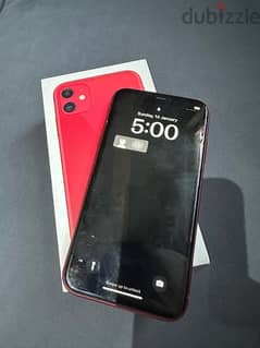 iphone 11 , red , 128 Giga , Battery healty 76% حالته زي الصورة 0