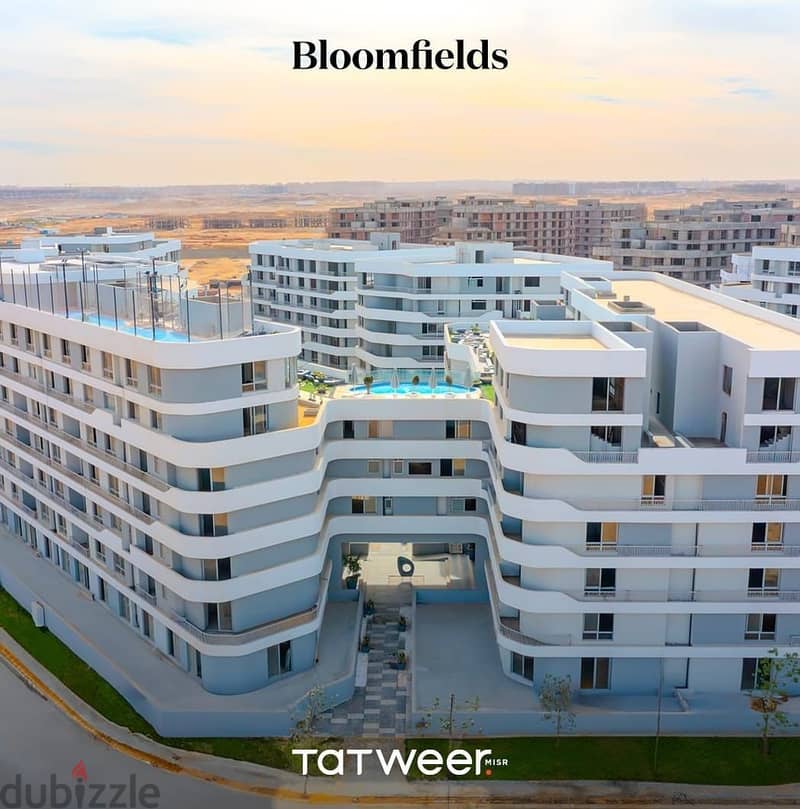 شقة 123م للبيع بكمبوند "BloomFields" بمدينة المستقبل سور بسور مدينتى 3