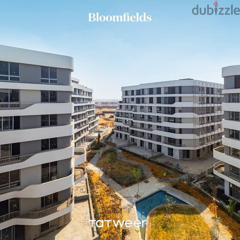 شقة 123م للبيع بكمبوند "BloomFields" بمدينة المستقبل سور بسور مدينتى 5