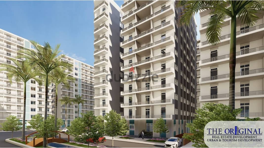 Received immediately at a snapshot price. . 100 sqm apartment for sale in installments in Nasr City, Al-Waha District, in the Green OASIS Compound. 14