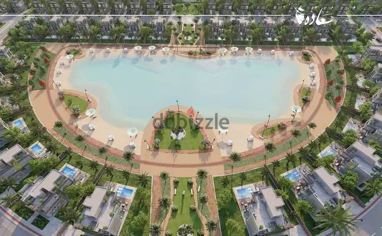 A luxury villa for sale in an upscale compound in the best location in New Cairo within the Saada Compound, a fabulous view, on the largest landscape 2