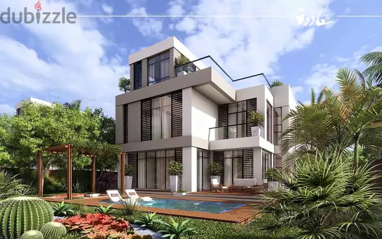 A luxury villa for sale in an upscale compound in the best location in New Cairo within the Saada Compound, a fabulous view, on the largest landscape 10