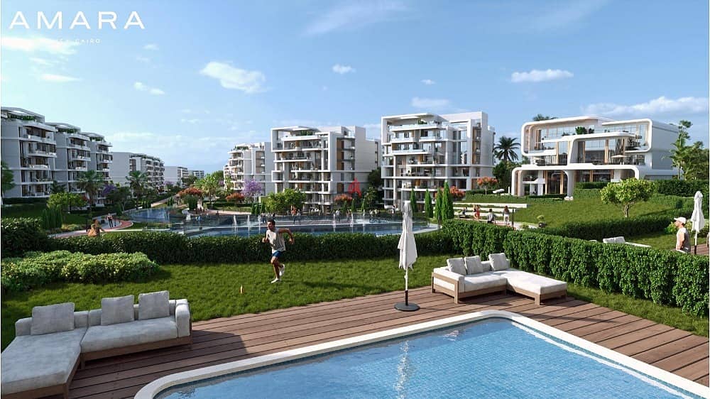 Apartment 155m with garden for sale Fully Finished in Compound Amara 4