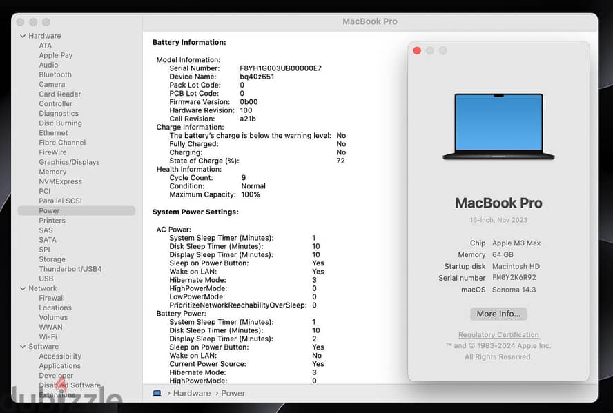 MacBook Pro 16-inch M3 Max Chip with 16-core CPU 40-core GPU 64GB Ram 11