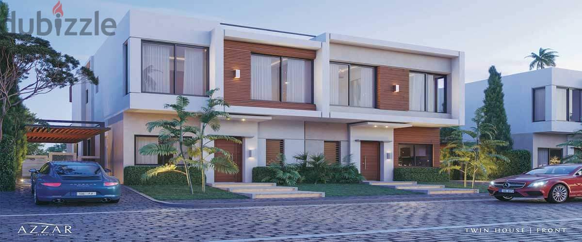 Town House 225m with Lowest down payment for sale in Compound Azzar 2 4