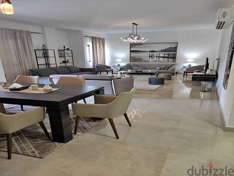 A fully finished, ultra-luxe apartment for rent, ready to move in, on the key, in the heart of Al Marasem Compound 2