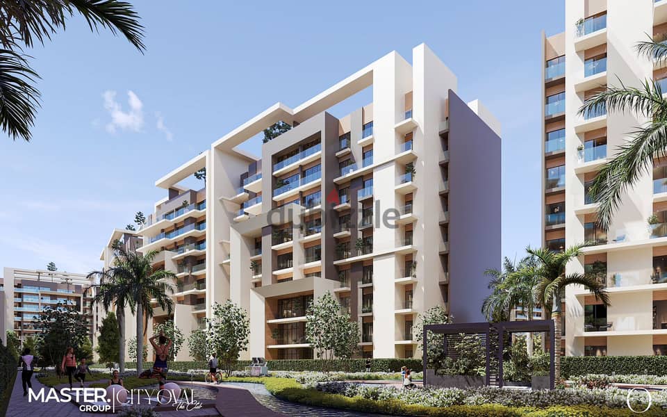 Book your 209m² apartment for immediate delivery with a down payment of EGP 647,000 in the heart of R8 area in City Oval Compound on the Green River 5