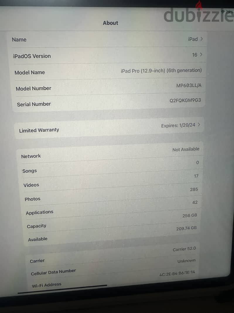 Ipad pro m2 12.9inch wifi-cell,256G,keyboard and apple pen 3