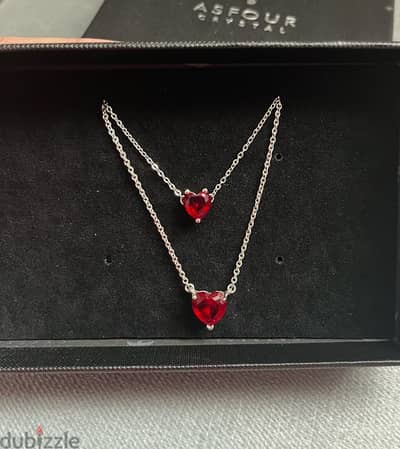 Valentine’s Asfour Crystal Heart Necklace and Bracelet Set