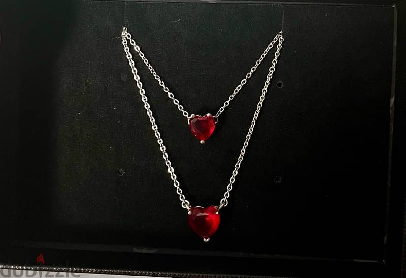 Asfour Crystal Heart Necklace and Bracelet Set 2