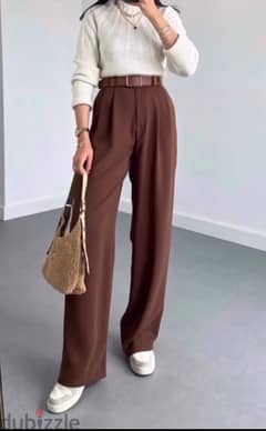 Brown Wide Leg Trendy Pants