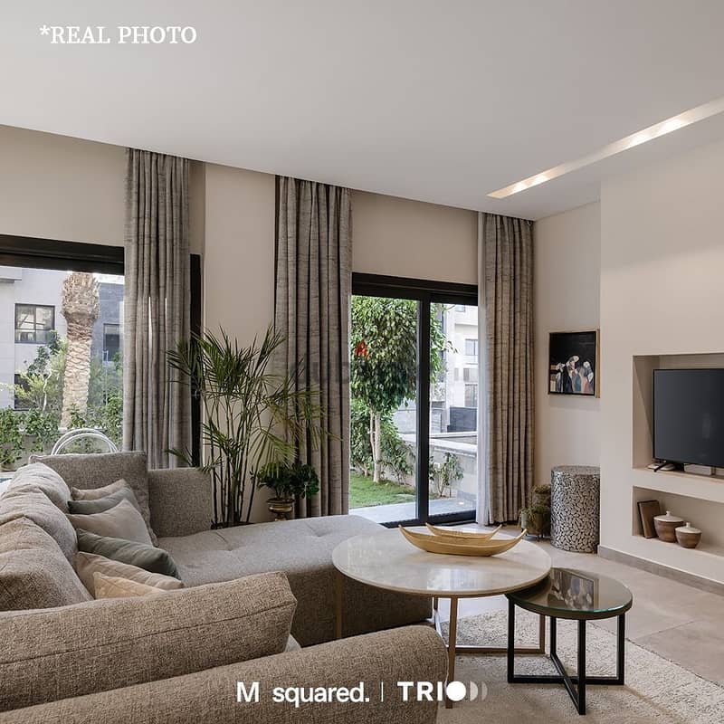 Duplex villa for sale in New Cairo | Trio Gardens | Nawadi Street in golden square beside MV icity and palm hills with flexi finishing & smart system 3