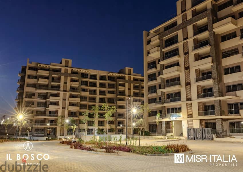 30% discount and immediate receipt of your apartment in the Bosco Compound for Misr Italia in the Administrative Capital, in installments of up to 7 y 2