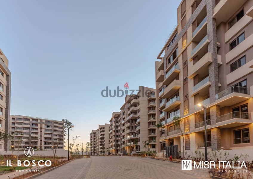 30% discount and immediate receipt of your apartment in the Bosco Compound for Misr Italia in the Administrative Capital, in installments of up to 7 y 4