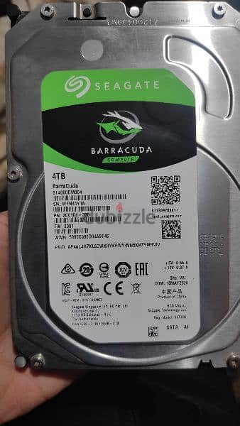 Seagate barracuda 4tb 256Mb cache 5400 rpm استعمال شخصى شراء جديد 5