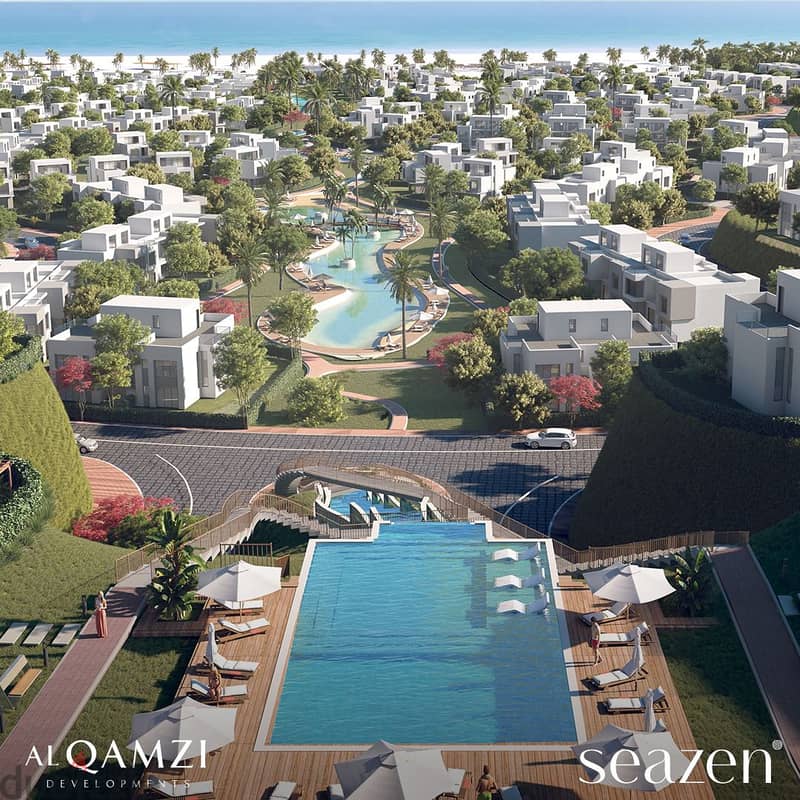 Sea View شالية للبيع 140م متشطب بالتكيفات بقرية سيزن القمزي الساحل الشمالي 2
