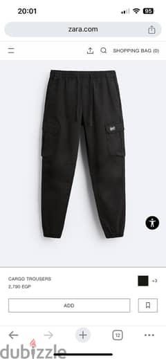 Original Zara Black Cargo Pants - New