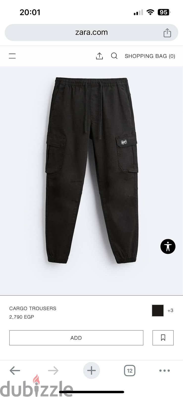 Original Zara Black Cargo Pants - New 0